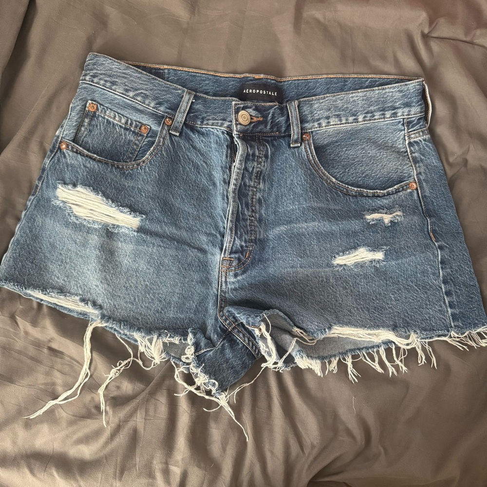 Aeropostale Distressed Denim Jean Shorts - Blue